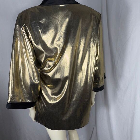 Vintage 80s Rob Hill for Mister Jay Gold Metallic Lamé Twinset Jacket & Tank | D - Picture 7 of 12